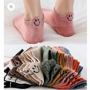 No-Show Smiley Face Cotton Socks - 10 pack